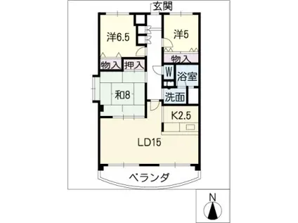 ドムス喜兵衛(3LDK/3階)の間取り写真