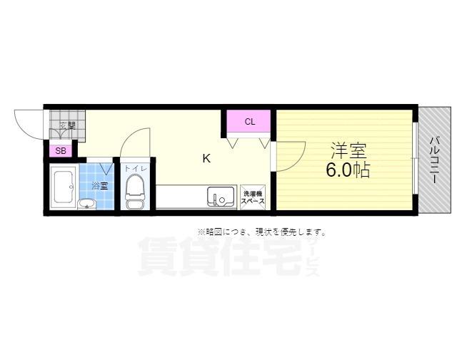 コーポ西原(1DK/2階)の間取り写真