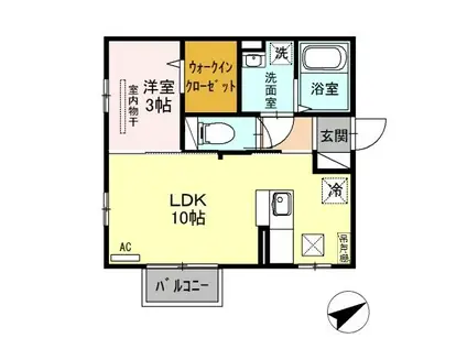 グランディール笹崎(1LDK/1階)の間取り写真