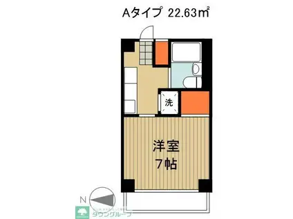 リヴェール川越(1K/2階)の間取り写真