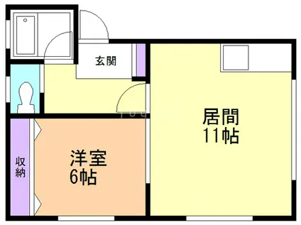 シエル金沢(1LDK/1階)の間取り写真
