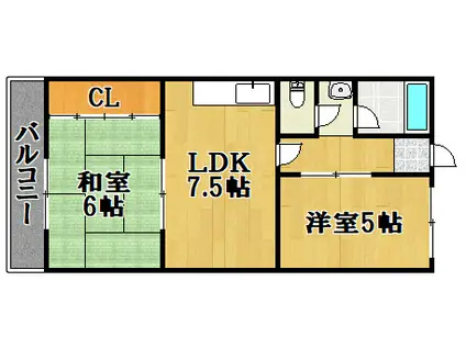 プレアール宝塚仁川(2LDK/3階)の間取り写真