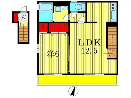メゾン・ド・リューE(1LDK/2階)の間取り写真