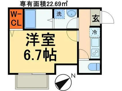 フェリオ新検見川(1K/2階)の間取り写真