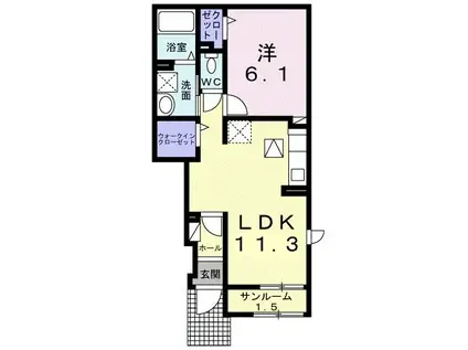 SKY HOPE A(1LDK/1階)の間取り写真