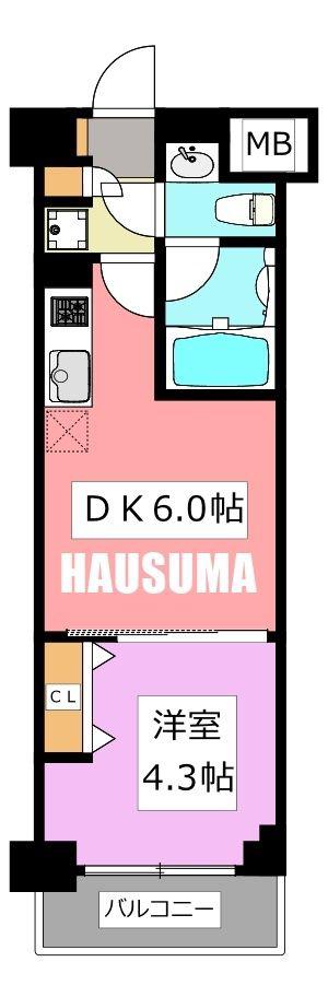 クレヴィアリグゼ西巣鴨(1DK/2階)の間取り写真