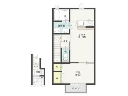 リヴィエールハウスI(1LDK/2階)の間取り写真