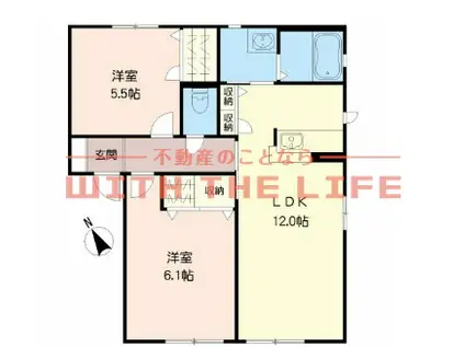 スリーゼ(2LDK/2階)の間取り写真