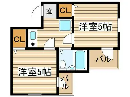 アメニティ新高1番館(2K/2階)の間取り写真