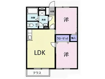 エンジェルコーポラスA(2LDK/1階)の間取り写真