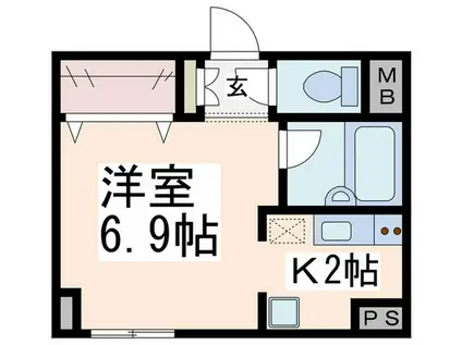 セカンドウィスタリアヒルズ(1K/6階)の間取り写真