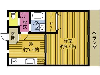ARBRE西大道(1DK/2階)の間取り写真