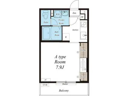 リブリ・ルーチェテラス(1K/1階)の間取り写真