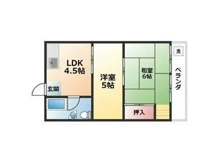 太閤コーポ(2DK/4階)の間取り写真