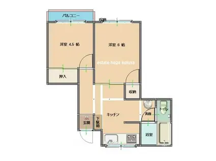 西小倉129(2DK/4階)の間取り写真