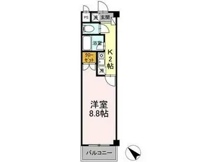タイムD1(1K/4階)の間取り写真