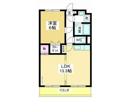 ヒルトップガーデン III(1LDK/3階)の間取り写真