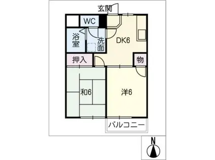 エスポアール(2DK/2階)の間取り写真