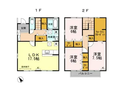 アメージングエステート(3LDK/1階)の間取り写真