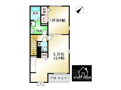 クラール名東 A(1LDK/2階)の間取り写真