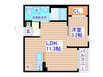 ステラ連坊(1LDK/1階)の間取り写真