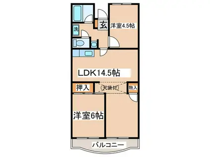 ハイウエル高幡不動(2LDK/2階)の間取り写真