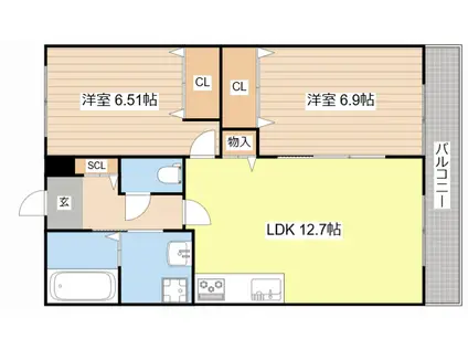 PREMIER RESIDENCEMITSUYA I(2LDK/3階)の間取り写真