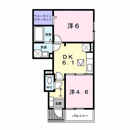 マノワール(2DK/1階)の間取り写真
