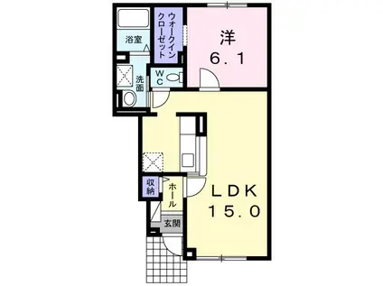 ジュネス高丘(1LDK/1階)の間取り写真