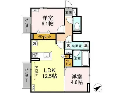 ウエストアーチ(2LDK/1階)の間取り写真