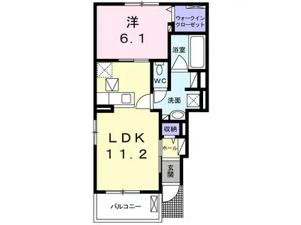 グレイスC(1LDK/1階)の間取り写真