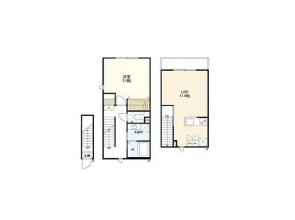 ウェルスクエア三軒茶屋(1LDK/2階)の間取り写真