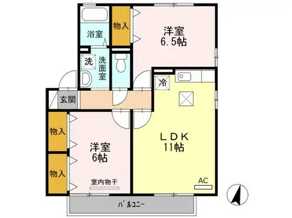 コンフォール竹松III(2LDK/1階)の間取り写真