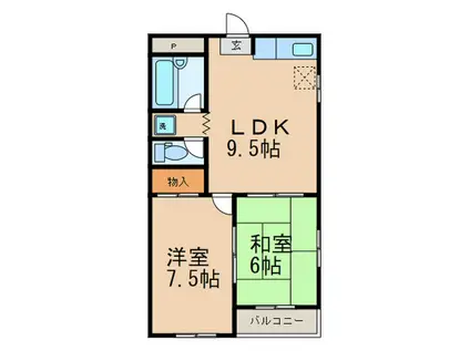 シャトル東瓦(2LDK/4階)の間取り写真