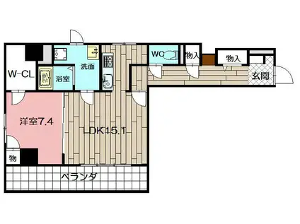 ルーブル黄金(1LDK/7階)の間取り写真