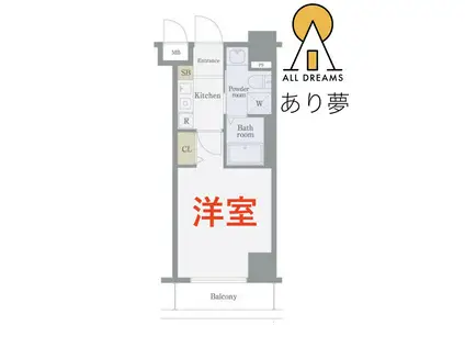 グリフィン横浜・反町公園(1K/4階)の間取り写真