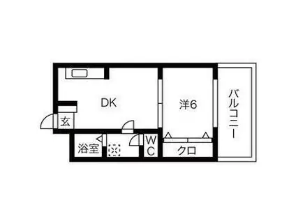 プレアール八幡(1LDK/1階)の間取り写真