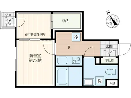 クリオ ラモード新江古田サウンドテラス(1K/1階)の間取り写真