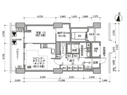 東雲キャナルコートCODAN16号棟(1SLDK/10階)の間取り写真