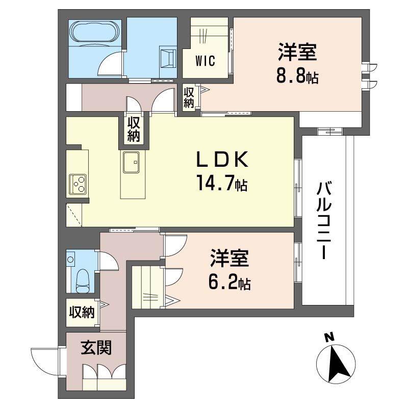 ウィズプラス大船(2LDK/3階)の間取り写真