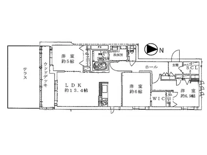 シャーメゾン北畠LAGLORIA北畠(3LDK/1階)の間取り写真