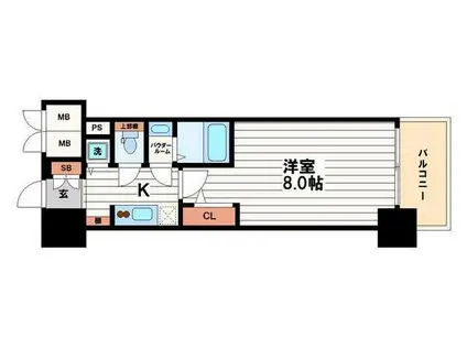 エスリード谷町四丁目(1K/9階)の間取り写真