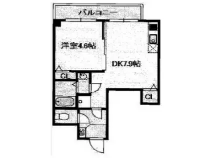 グランブルー森下(1DK/1階)の間取り写真