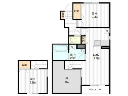 ベルリードメイプル(2SLDK/1階)の間取り写真