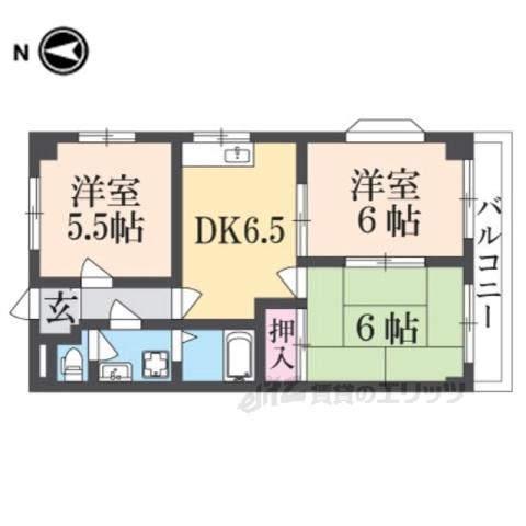 グレースコーポ東生駒(3DK/3階)の間取り写真