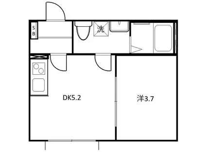 ブランテラス五香西(1DK/1階)の間取り写真