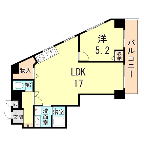 グランシャトー西明石(1LK/5階)の間取り写真