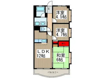 リーゼングラート(3LDK/4階)の間取り写真