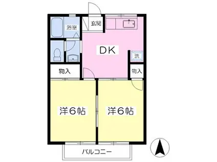 コーポ平野A(2DK/2階)の間取り写真
