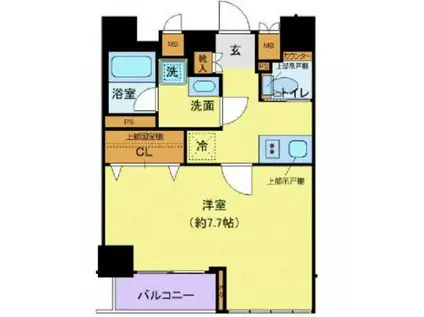 ディアレイシャス市谷薬王寺(1K/9階)の間取り写真